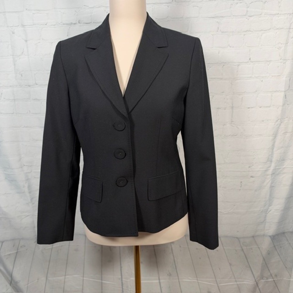 NWOT Anne Klein Black Wool Blend Blazer Women's 8P Petite‎ Career